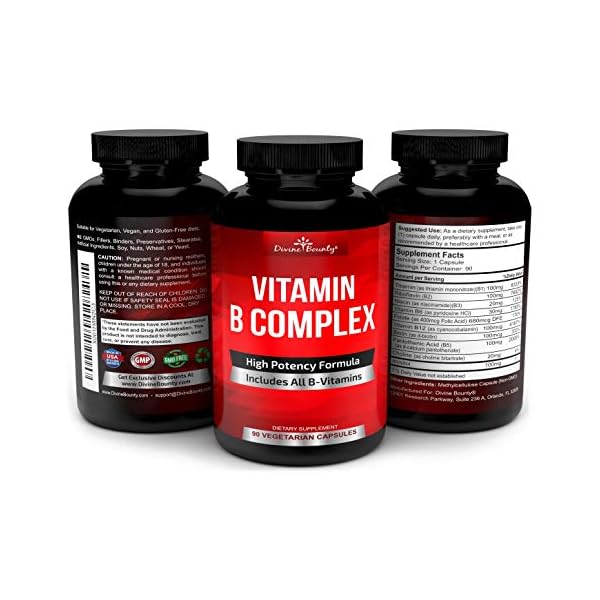 Divine Bounty Super B Complex Vitamins - All B Vitamins Including B12, B1, B2, B3, B5, B6, B7, B9, Folic Acid - Vitamin B Supplement - Support Healthy Energy Metabolism - 90 Vegetarian Capsules