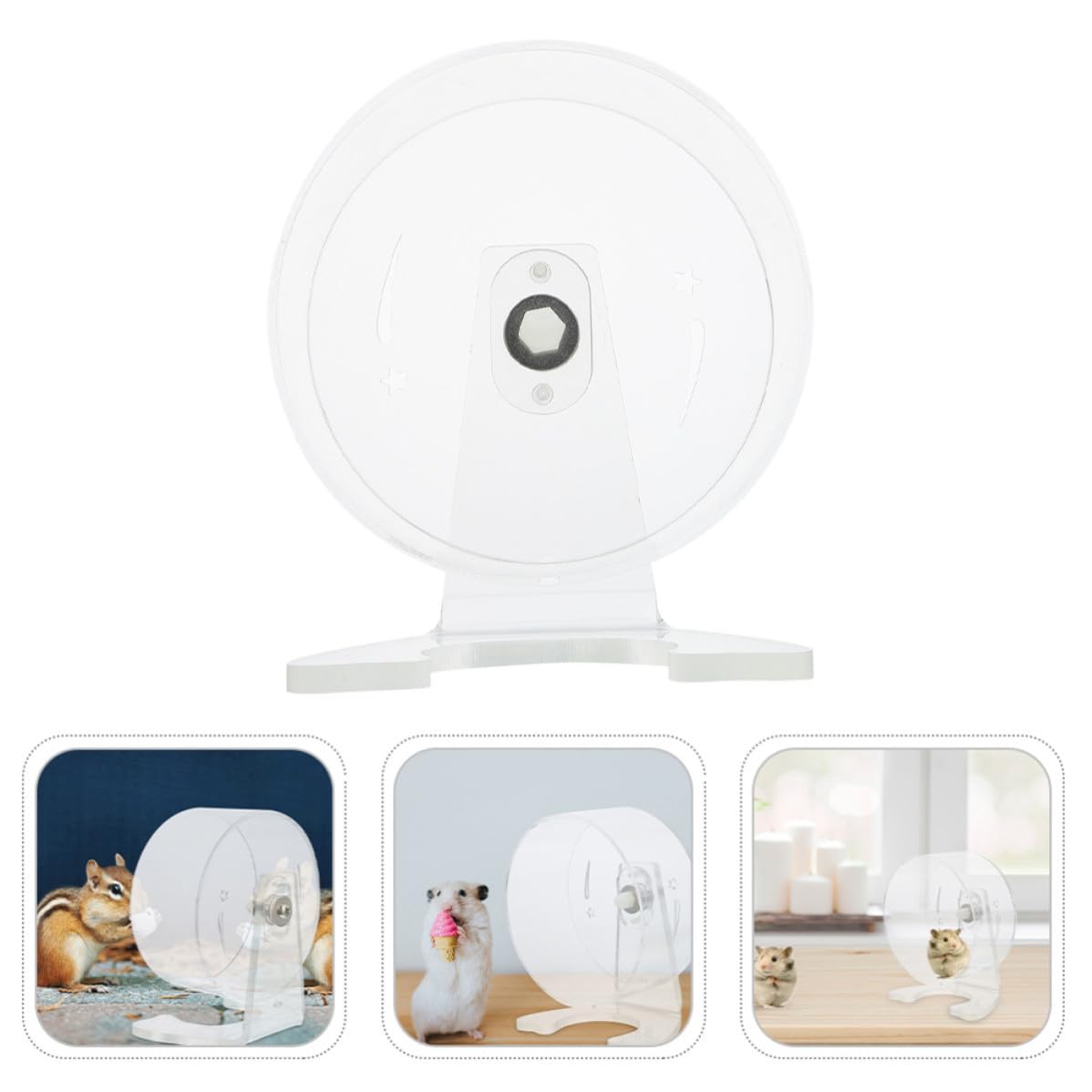 COHEALI Roue d'exercice Silencieuse pour Hamster en Acrylique avec Support, Intérieur Spacieux et Installation Facile pour Cage d'animaux Petits comme Souris