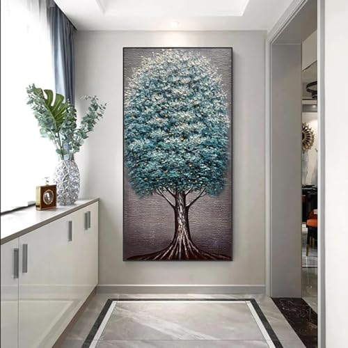 Tableau arbre de fortune abstrait grand format 70x145 cm encadré