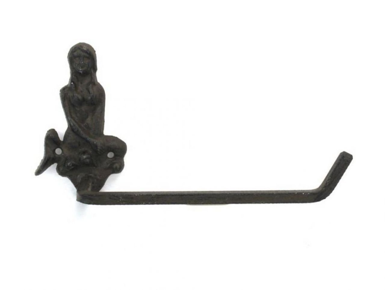 Hampton Nautical Cast Iron Mermaid Toilet Paper Holder 10" Bathroom Beach Home Decorating