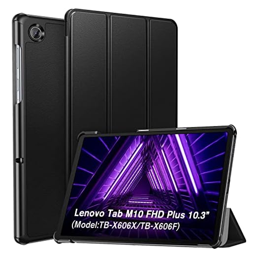 ZtotopCase Fodral för Lenovo Tab M10 FHD Plus 10,3, ultra slim lätt, trifold stativ smart fodral hårt fodral för Lenovo Tab M10 Plus FHD 26,2 cm 10,3 (2:a gen) TB-X606F/TB-X606X, svart