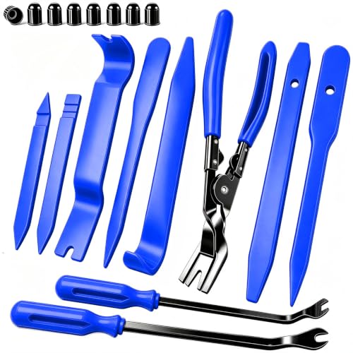Image of 18Pcs Auto Trim Removal Tool Kit, Clip Plier Set and Fastener Remover, Blue