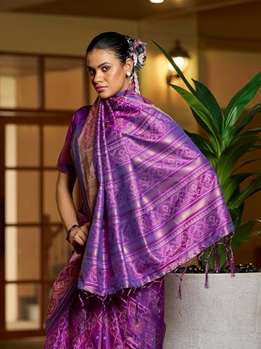 Image of SWORNOF Womens Linen Silk Saree | Saree for Women With Unstitched Blouse | Saree with Blouse Piece | Soft and Skin Friendly