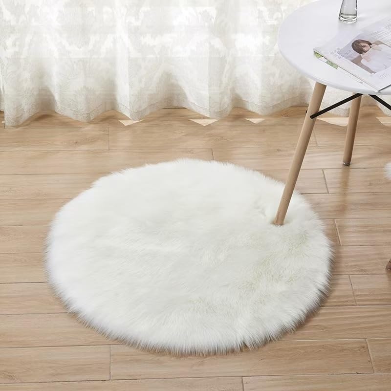 Tapete de felpa de estilo nórdico, adecuado para usar como suelo de sala de estar, escaparate de tienda de ropa, ventana de bahía, alfombra de dormitorio (blanco, 45)