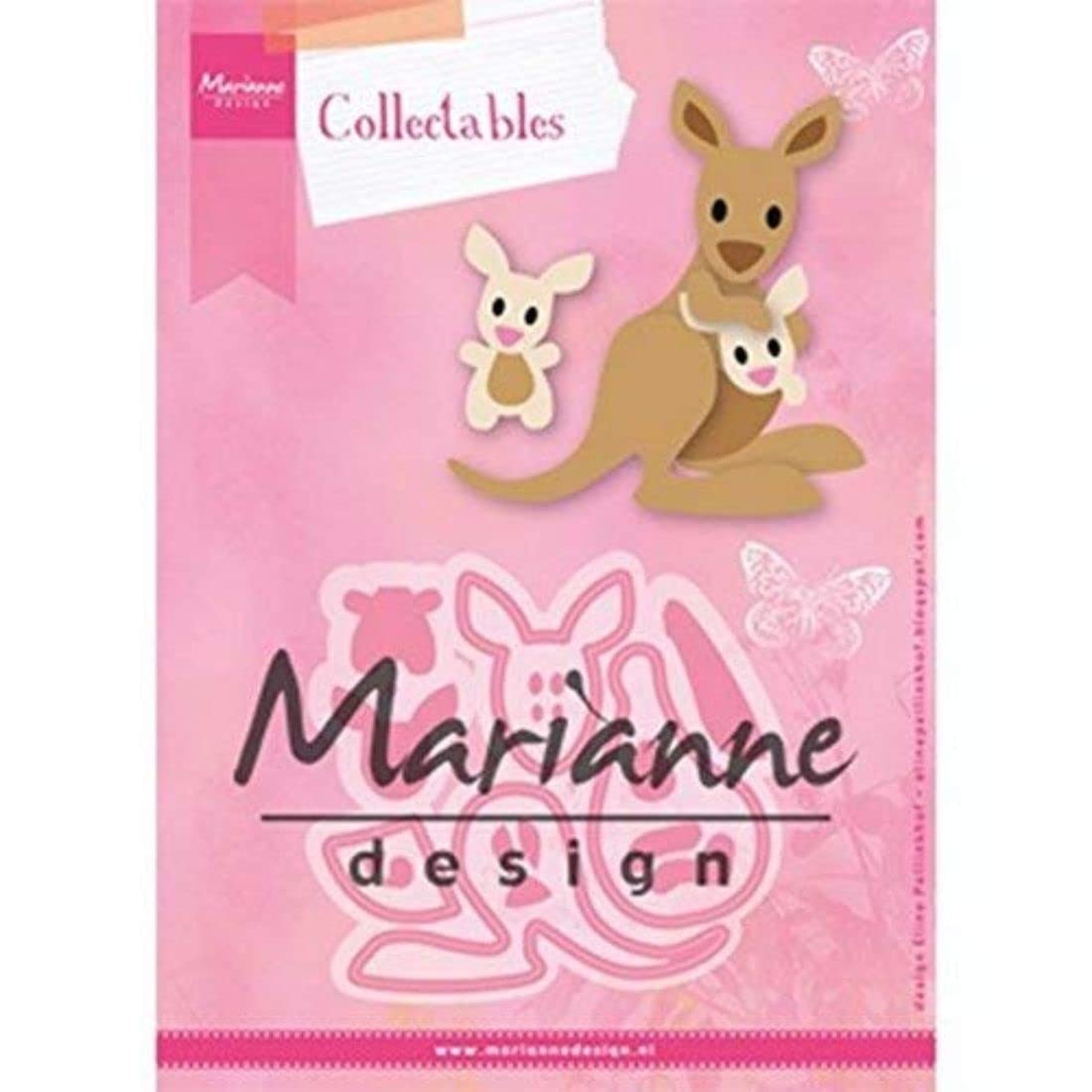 Marianne Design Pink Collectables Eline's Kangaroo And Baby Die, Metal, 21 X 15.4 X 0.2 Cm