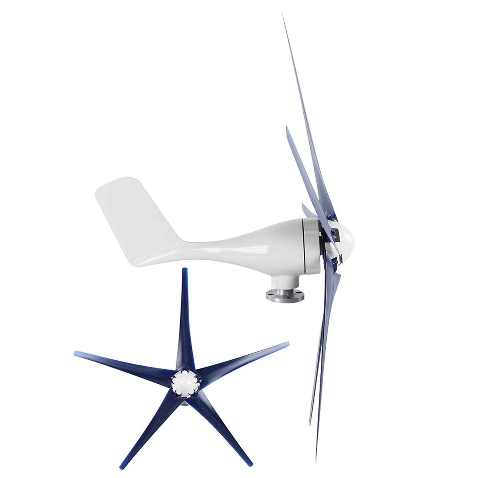 Generatore di mulino a da 1600 W Kit per turbine eoliche a 5 pale Attrezzatura industriale per l'energia(Blu 24V)
