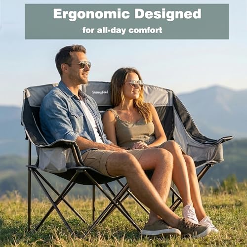 Image of SUNNYFEEL Double Camping Chair Oversized Loveseat for Adults