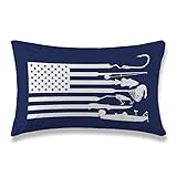 Funny Fishing Navy Blue Pillow Cover 12x20 inch Cushion Cases Soft Decorative Pillowcase for Boat Sh