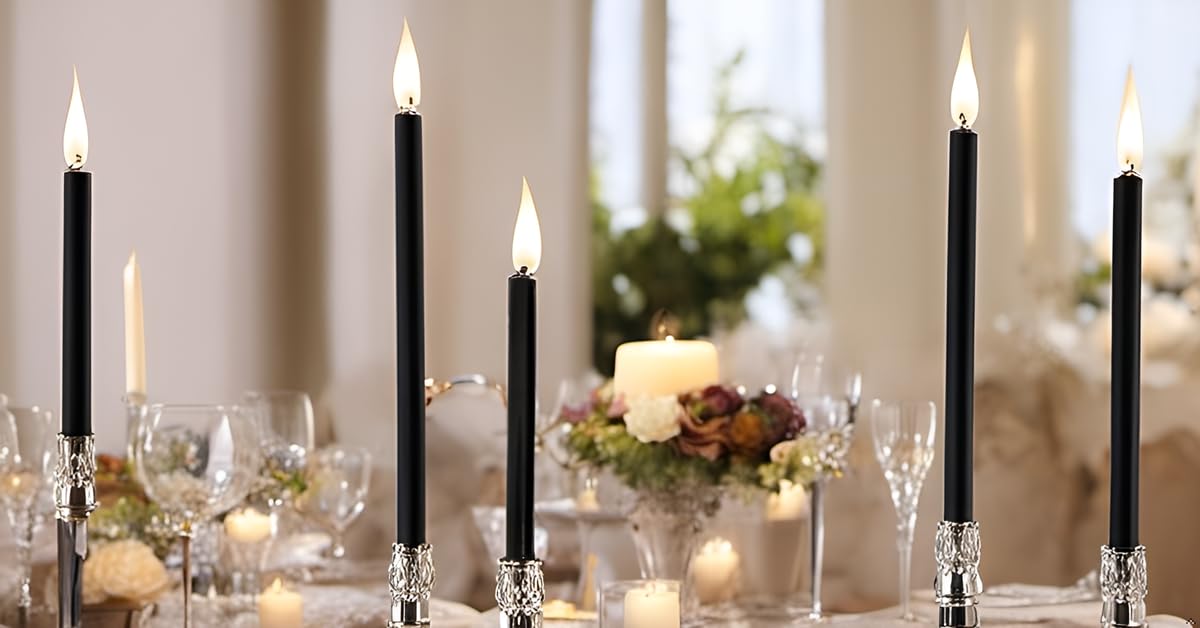 CWI Gifts 2-Piece LED Taper Candle Set, 9-Inch, Burnt Ivory