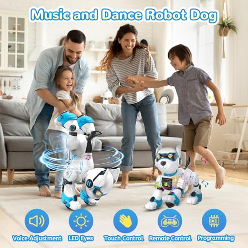 Smart Robots Dog Toy for Kids, Programmable Interactive RC Robotic Pets with Voice Control and Touch Sensory, Imitates Animals Music Dancing, Present for Kids Boys and Girls