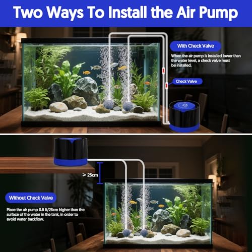 Image of QZQ Aquarium Air Pump, Quiet Fish Tank Air Pump with Dual Outlets, 3W /5W Powerful Adjustable Oxygen Pump with Accessories, Aquarium Bubbler Aerator for Fish Tank Up to 120 Gallon (5W)