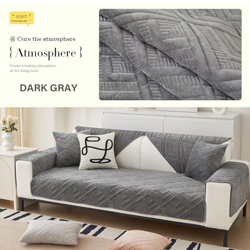 Funda de sofá seccional terciopelo gris oscuro 90x210 cm 3