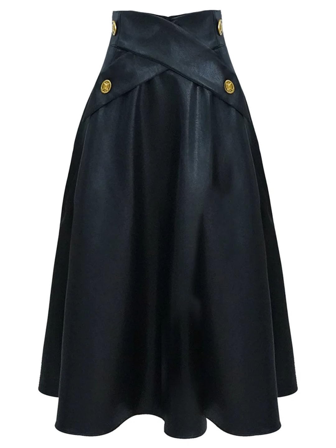 Alloaone Falda Midi De Cuero Sintético De Talle Alto para Mujer Faldas Largas De Línea A