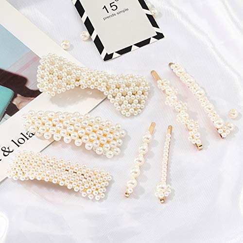 image for laxizar 32 Pcs Pearl Acrylic Large Medium Mini Hair Clips Pins Barrett