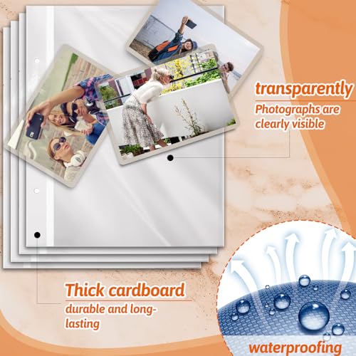 Two-Sided Photo Album Refill Sheets, 11 x 9 inch Photo Album Pages for 3 Ring Binder, Photo Album Self Adhesive Pages, for 2x3 4x6 5x7 8x10 Replacement Photo Album Sheets (15 Sheets/ 30 Pages)