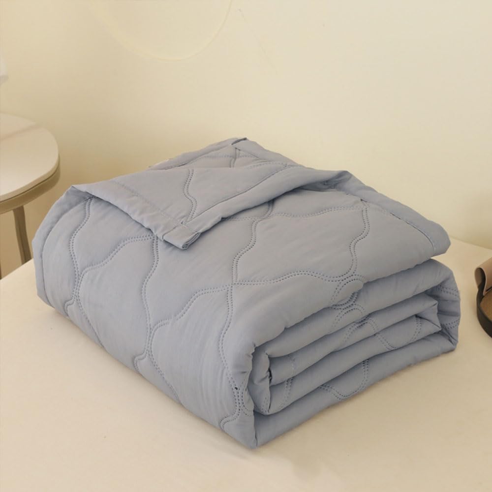 DOTBUY-SHOP Quilted Bedspreads, Quilt Bed Throws Cotton Filling Duvet Single Double Super King Size Children's Bed Quilted Throw for All Season (Light Grey,150x200cm)