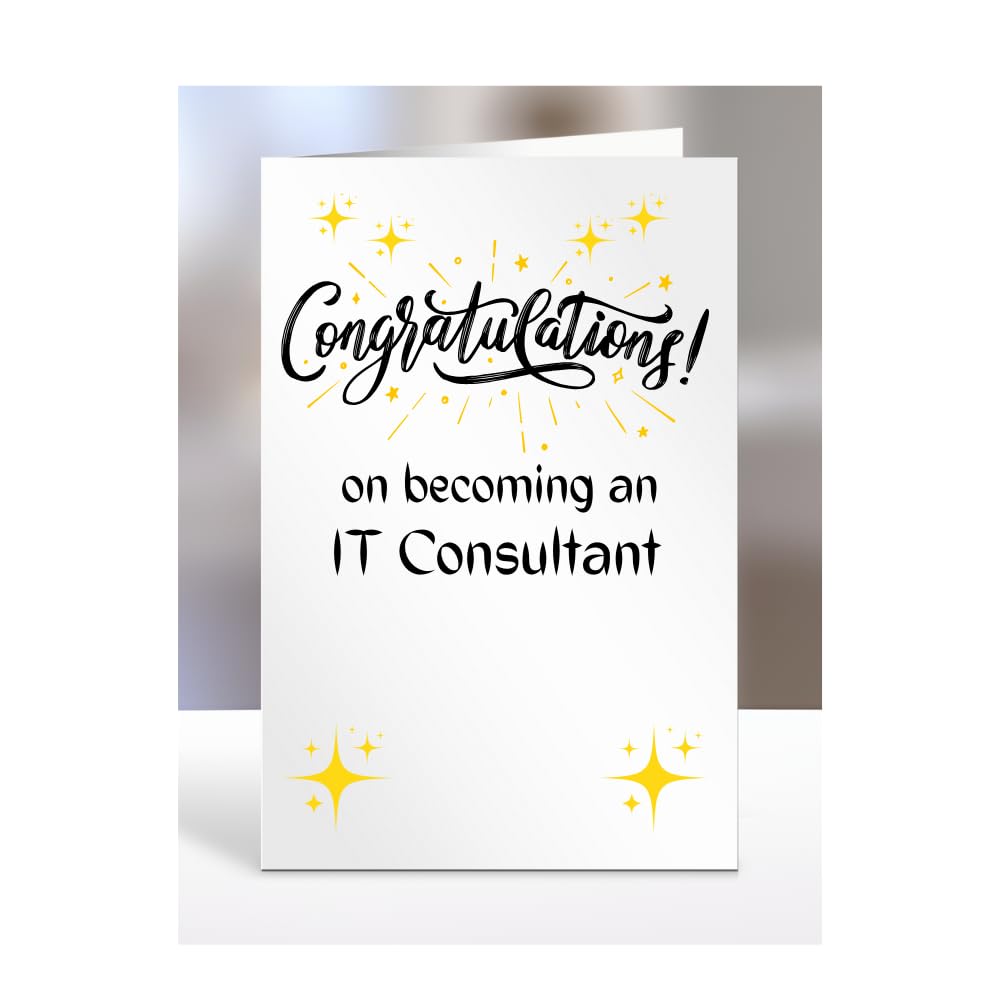 Congratulations on becoming an IT Consultant, card for men, women, him, her, colleague, boss, manager, supervisor, friend, gifts or presents, A5-211b_43 — image 1