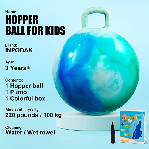 INPODAK Hopper Ball 18 Inch Bouncy Ball with Handle for Kids, Hippity Hop Jumping Hopping Toy for Boys Girls Ages 3-6 with Pump and Gift Box Great Gift for Birthday Holiday - Image 4