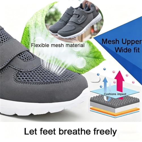 Image of LEADER SHOW Men's Casual Comfort Walking Shoes Ultralight Flats Non-Slip Hook & Loop Fashion Sneakers