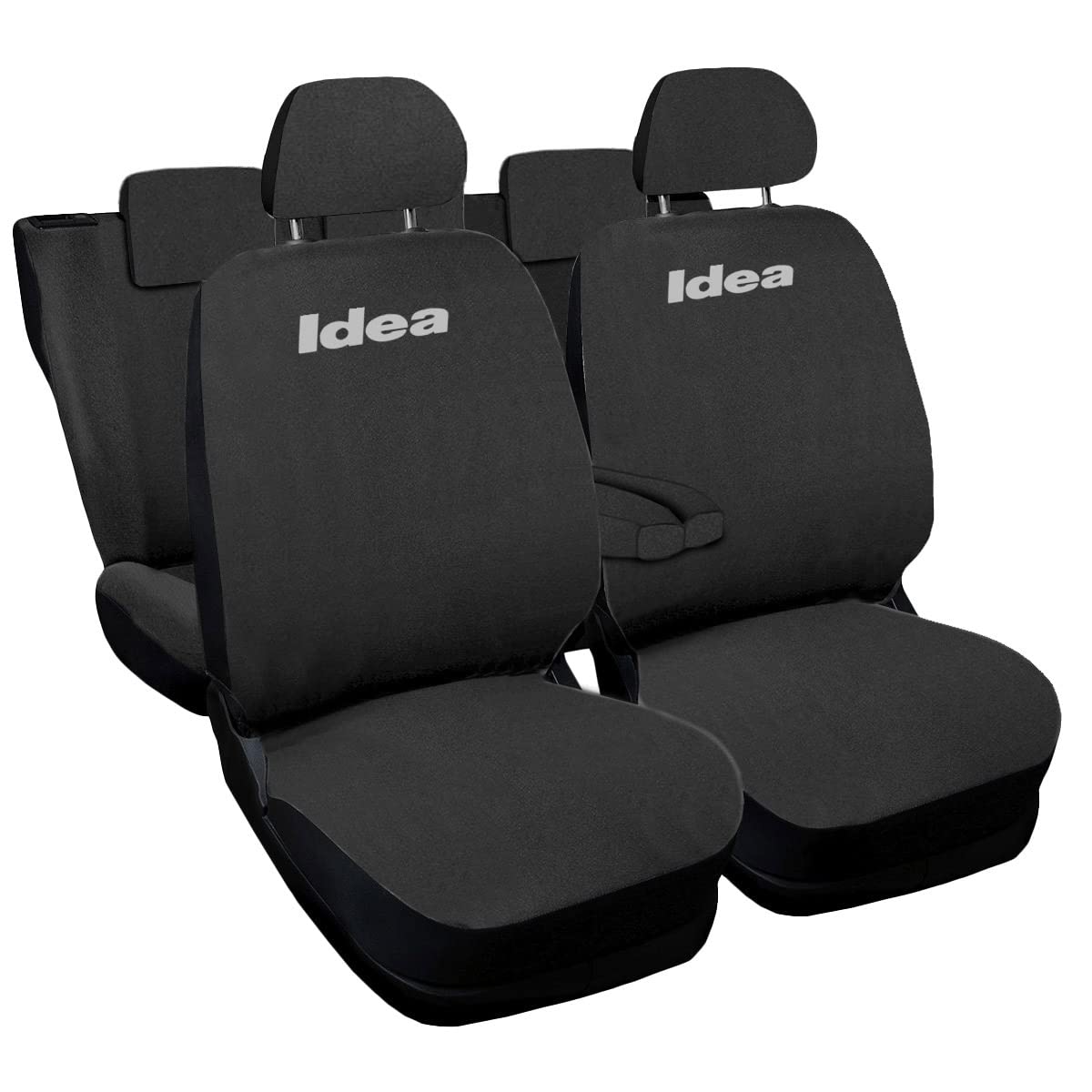 Auto Accessori Lupex Copri-sedili Auto Compatibili Idea | Made In Italy | Set Coprisedili Anteriori e Posteriori | Logo Ricamato | Airbag Compatibile | Interni (Grigio Scuro)
