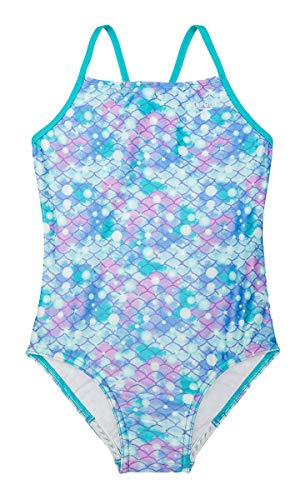 Speedo Girls Thin Strap One Piece Swimsuit (Ceramic, Small 7/8)