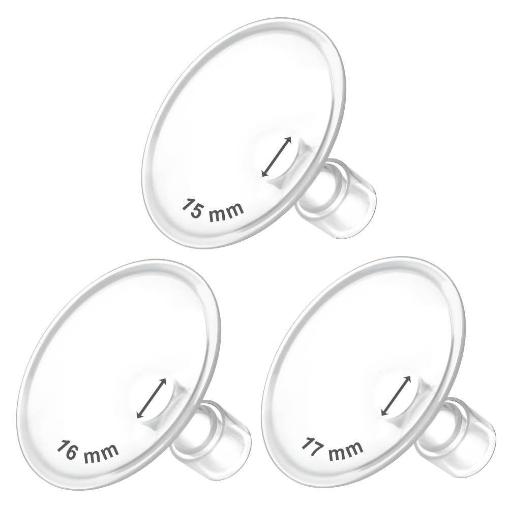 Maymom MyFit Flanges Crater Goldie Pack 15 16 17 mm Compatible with Medela Breast Pumps and Maymom Wide Base and Narrow Base Connectors