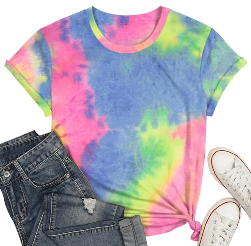hohololo T-Shirts Batik pour Femmes Tee-Shirts tie-Dye Tops Larges et légers pour l’été