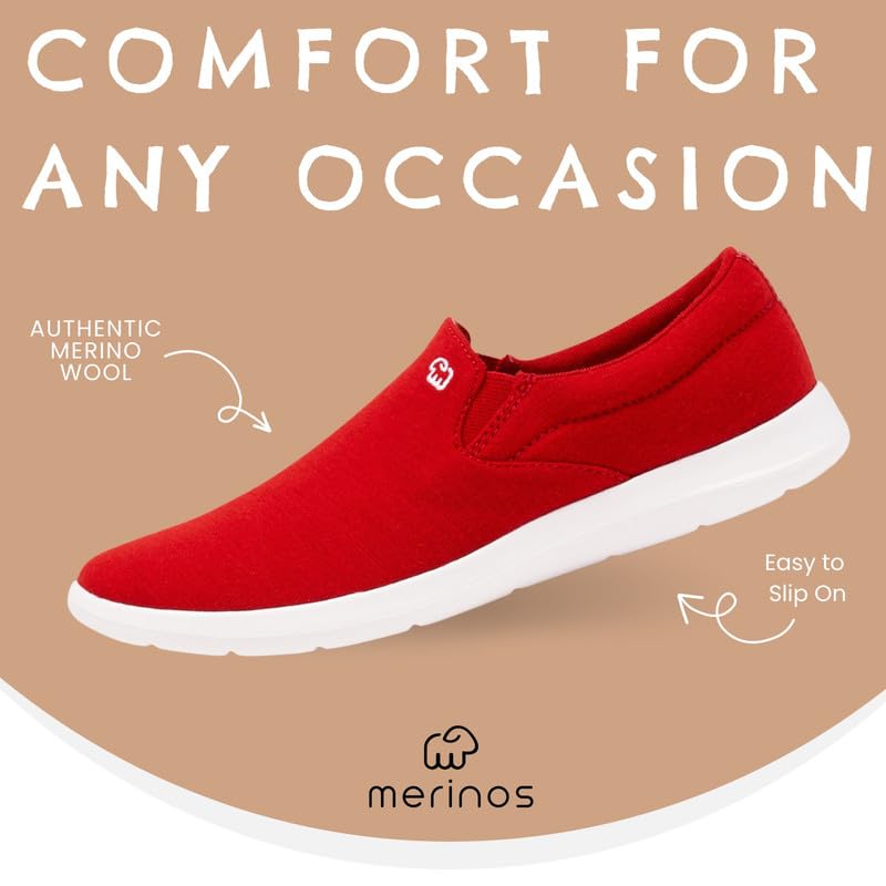 Image of Merinos Women's Slip On Fashion Sneakers, Slide on Casual Shoe, Made with Australian Wool, Lightweight & Durable Tennis Shoes