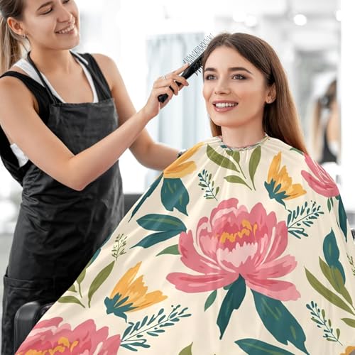 Cape Profesional Impermeable para Corte de Cabello Painterly Peony con Cierre Ajustable de Broche para Estilismo y Peluquería miniatura 7