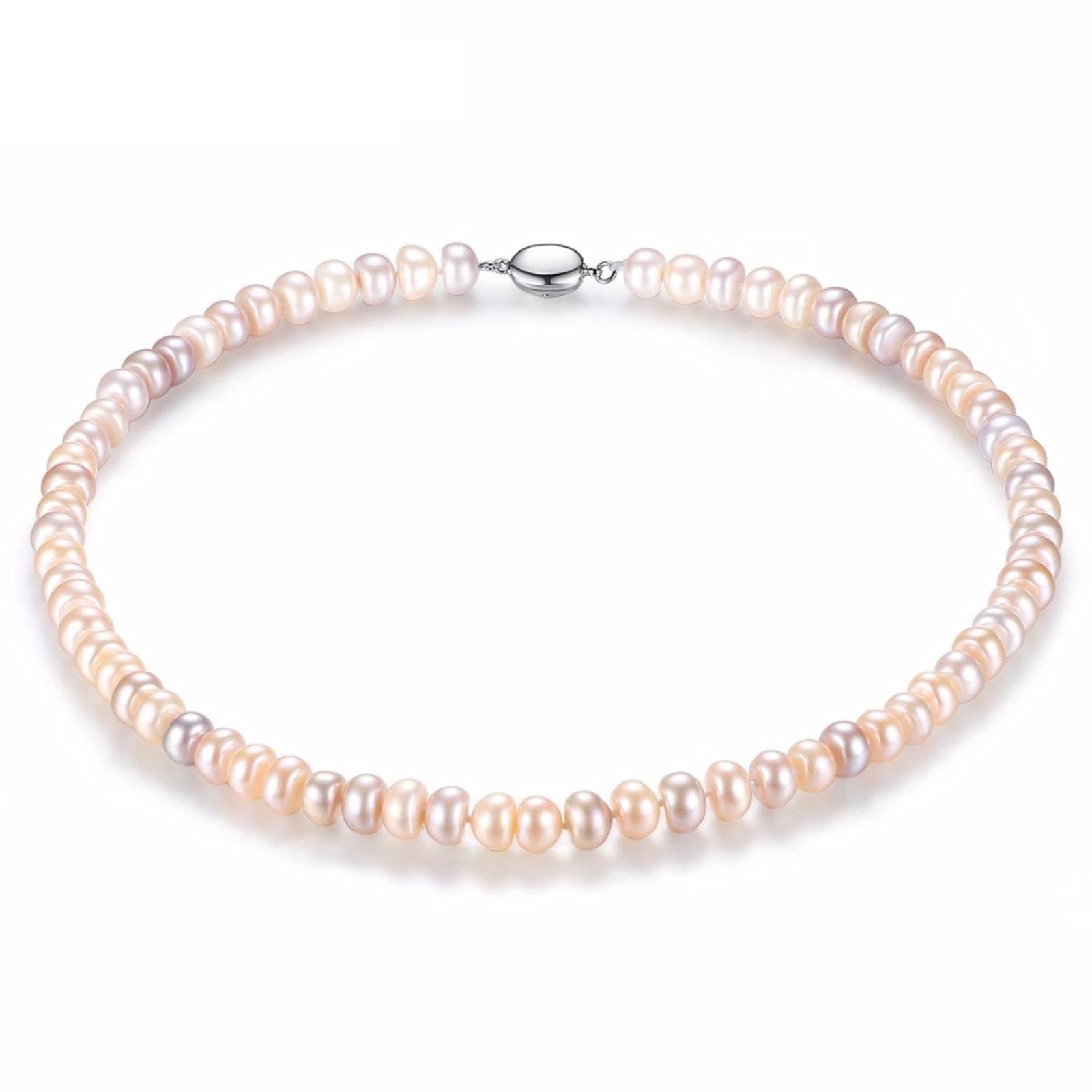 LOKILOKI Collar De Perlas De Agua Dulce Multicolor De 8-9 Mm De Estilo Retro para Mujer, Nuevo Diseño, Joyería Fina, Gargantilla De Perlas, Regalo
