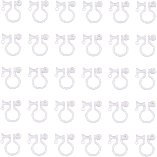 PandaHall Elite 30 pcs Transparent U Type Plastic Clip on Earring Converter for None Pierced Ears