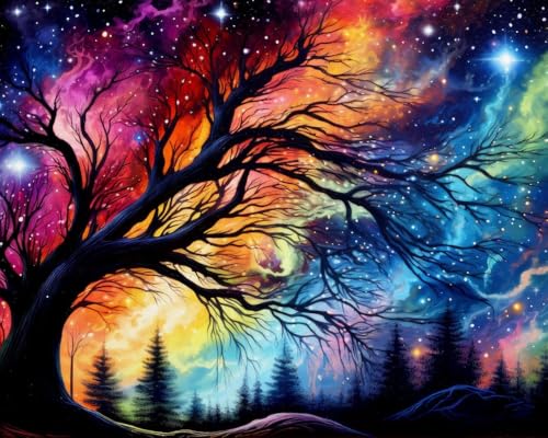 Image of TULIP N TURTLE Northern Light DIY 5D Diamond Painting Kit Round Dril Cross Stitch Pictures Arts Craft