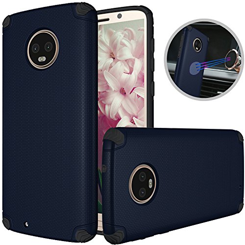 Moto G6 Case, Dretal Shock-Absorption Armor Magnetic Anti-Slip Texture Protective Case Cover for Motorola Moto G6 / Moto G (6th Generation) (Navy Blue)