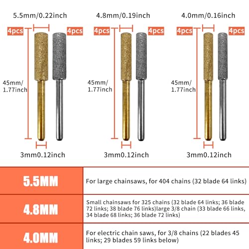 24pcs Diamond Chainsaw Sharpener, 3 Different Sizes Chainsaw Sharpening Grinding Chain - Image 2