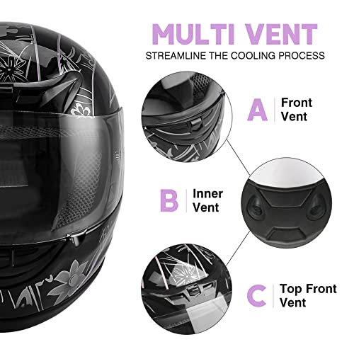 Image of SLMOTO Adult Motocross Motorcycle Helmets Black Pink Butterfly ATV S DOT