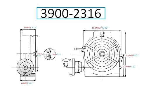 Miniatura 2 de VERTEX 3900-2316 Mesa giratoria horizontalvertical, 6"