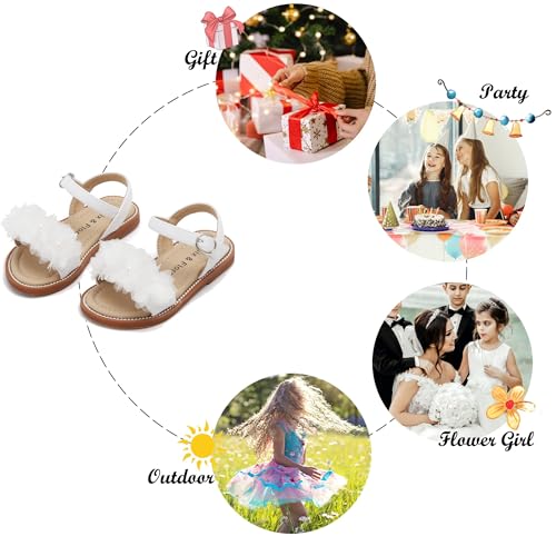 Image of Felix & Flora Toddler Girl Sandals - Little Girl Easter Dress Shoes Lightweight Open Toe Beach Holiday Flats