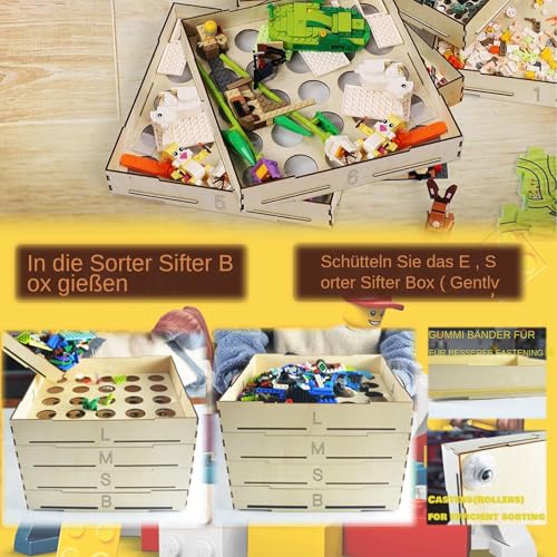 Cloison à trois tailles différentes et plateaux de tri en blocs de bois modulables - 5