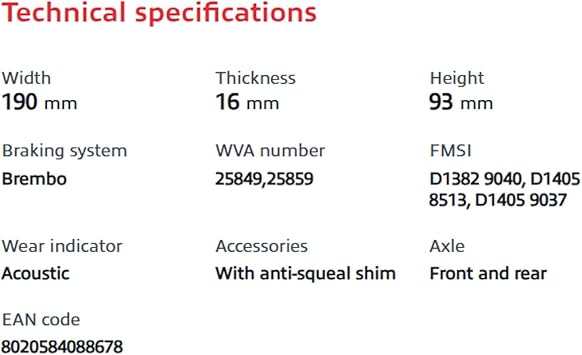 Brembo P37018N Premium Ceramic Front Disc Brake Pad Set CADILLAC/CHEVROLET/DODGE/JEEP/NISSAN OE# 00K68144427AB