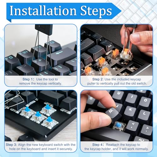 30 Stück Transparente Blaue Keyboard Switches mit Zieher, 3 Pin Klicker Tastatur, Switches Keyboard für Montage sowie Ersatz der Tastatur-Ersatztasten 3-Polige Tastatur Klicker