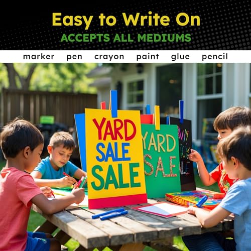 Image of Hygloss Medium Colored Poster Board 11x14-100 Assorted Standard Color Bulk Pack - Red, Yellow, Green, Blue, Black - 10 Pt. Thickness Poster Board Paper, Posterboard Multipack 11 inch x 14 inch