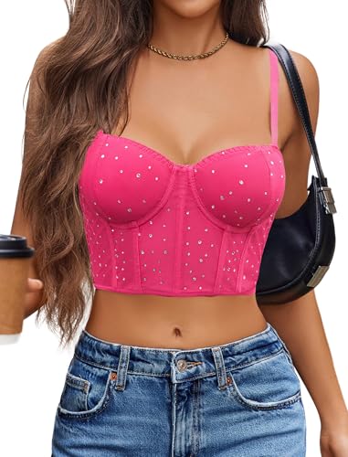 Image of Avidlove Corset Tops for Women Push Up Bustier lingerie Mesh Sexy Going Out Party Club Top