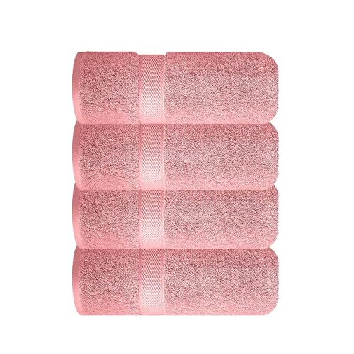 Sulfar 100% Combed Cotton, Quick Drying Highly Absorbent, Luxury Hand Towel Set (Pack of 4, 40 X 70 cm) Basic Pink