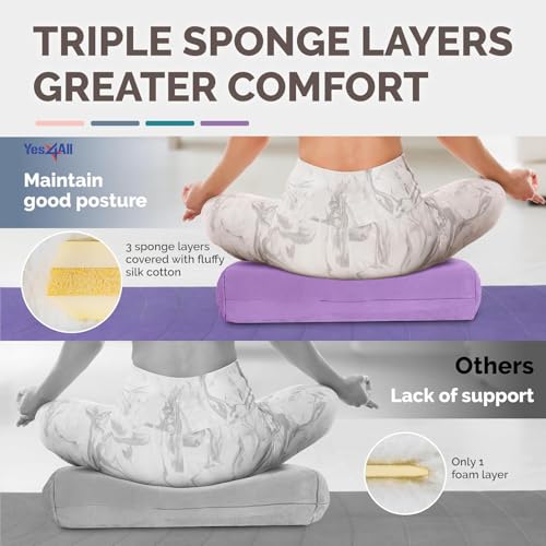 Image of Yes4All Triple-Layer Sponge Yoga Bolster Pillow for Restorative Yoga & Meditation - Versatile Yoga Support Pillow, Balance & Poses Modification
