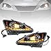 MIOUYTRT Halogen Headlight Assembly Left+Right Side for 2006-2010 Lexus IS250 IS350 w/LED DRL, Driver/Passenger Side Direct Replacement Headlamps Assy, Includes All Halogen Bulbs