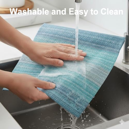 Image of Dribble Premium PVC Placemats Set of 4 | Heat-Resistant, Washable, Waterproof Table Mats | Anti-Slip Dining Table Placemats for Kitchen & Home Decor - 45x30cm, Design - Mayura Blue