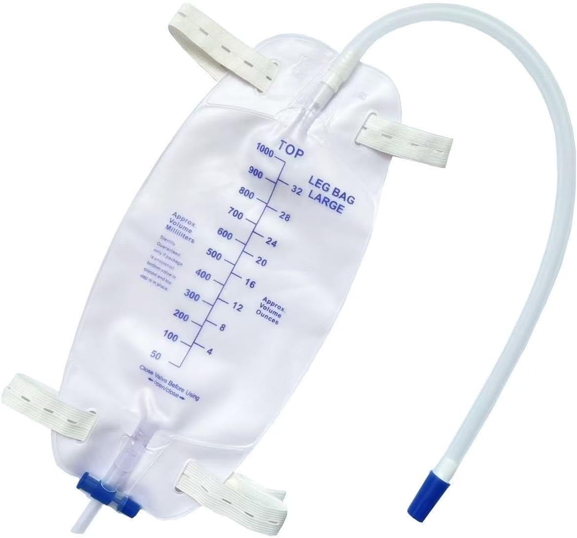 Lifevv 3 Pack Easy-Tap Leg Bag, Urinary Drainage Bag, 32 oz, 18" Tubing, Anti-Reflux Valve, Cloth Straps