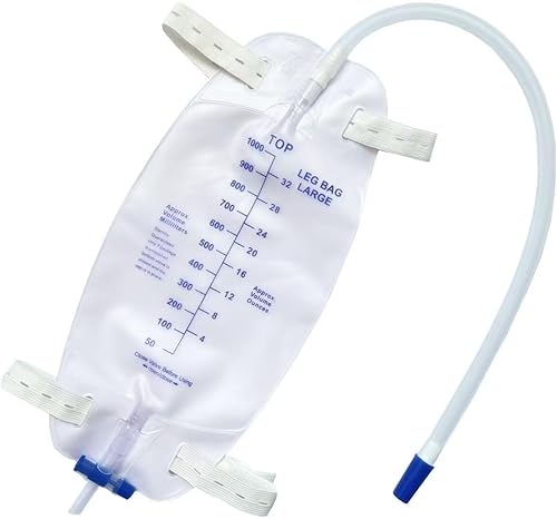 Miniatura 4 de lifevv Paquete de 3 bolsas de drenaje urinario fáciles de tocar, 32 onzas con 3 tubos de 18 pulgadas, válvula antirreflujo, correas de tela de Flip