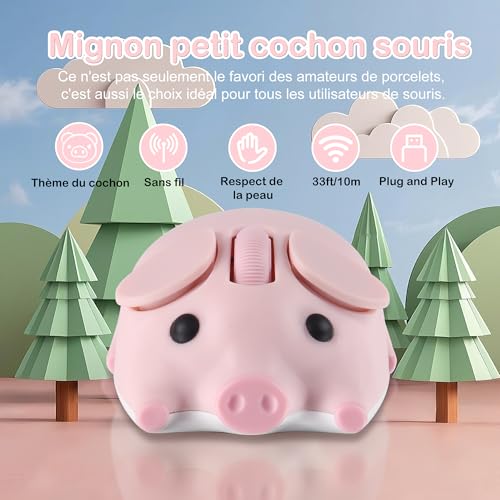 Ratón inalámbrico infantil con forma de cerdo rosa, un regalo ideal para tabletas 3