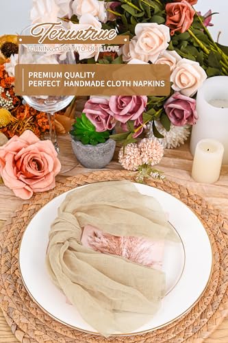 Servilletas de gasa beige en pack de 30 unidades para mesas de boda bohemias 6